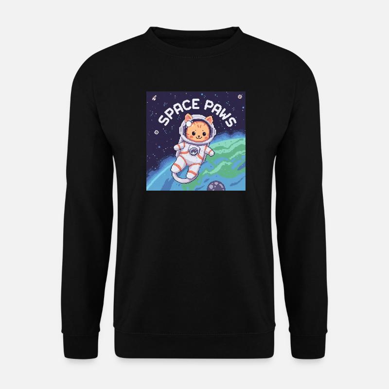 Space Paws – Pixel Cat Astronaut - Unisex Sweatshirt - black