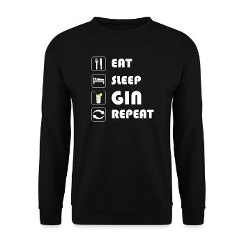 Gin Statement EAT SLEEP GIN REPEAT - Unisex Pullover - Schwarz - Vorne - Alina (178cm) & Michal (187cm)