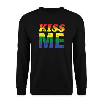 Kiss Me Rainbow Retro Font - Unisex Sweatshirt - black - Front - Alina (178cm) & Michal (187cm)