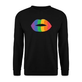Rainbow Lips Art Print - Unisex Sweatshirt - black - Front - Alina (178cm) & Michal (187cm)
