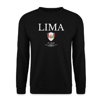 Lima, Peru, Lima elegantes, minimalistisches Design - Unisex Pullover - Schwarz - Vorne - Alina (178cm) & Michal (187cm)
