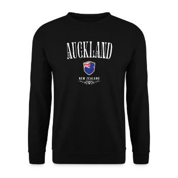 Auckland New Zealand, minimalist design - Unisex Sweatshirt - black - Front - Alina (178cm) & Michal (187cm)
