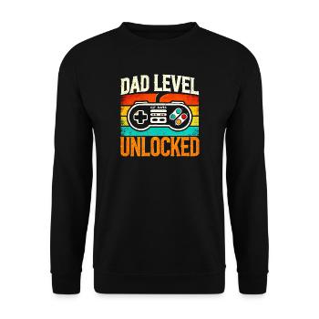 Dad Level Unlocked Retro Controller, Fathers  - Unisex Sweatshirt - black - Front - Alina (178cm) & Michal (187cm)