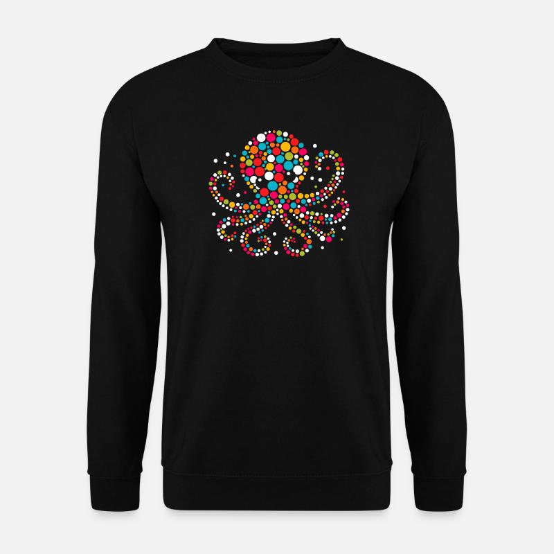 Fleckiges buntes Punkt-Oktopus-Mosaik - Unisex Pullover - Schwarz