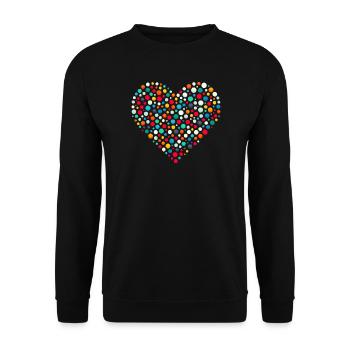 Spotty Colorful Dot Heart Mosaic - Unisex Sweatshirt - black - Front - Alina (178cm) & Michal (187cm)