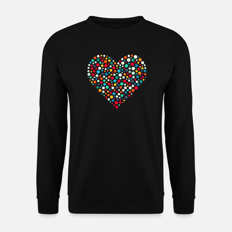 Fleckiges buntes Punkt-Herz-Mosaik - Unisex Pullover - Schwarz