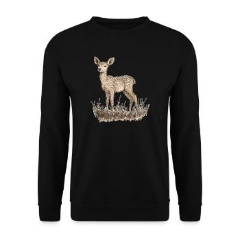 Reh - Unisex Pullover - Schwarz - Vorne - Alina (178cm) & Michal (187cm)