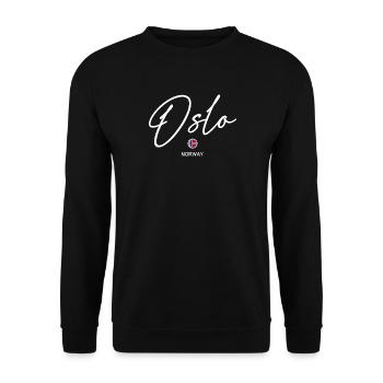 Oslo - Norway Flag - Lettering - Norge - Norwegen - Unisex Sweatshirt - black - Front - Alina (178cm) & Michal (187cm)