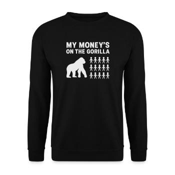 My Money's on the Gorilla - Unisex Sweatshirt - black - Front - Alina (178cm) & Michal (187cm)
