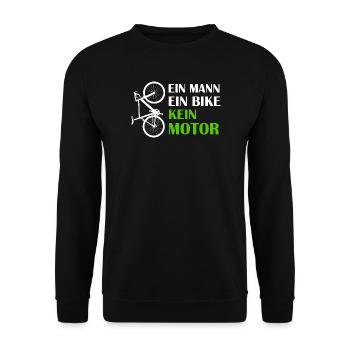 ONE MAN ONE BIKE NO MOTOR Anti E-Bike Road Bike - Unisex Sweatshirt - black - Front - Alina (178cm) & Michal (187cm)