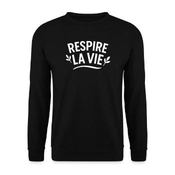 Atmet natürliches Leben - Unisex Pullover - Schwarz - Vorne - Alina (178cm) & Michal (187cm)