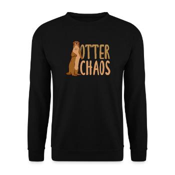 Pun Seeotter Cartoon - Unisex Pullover - Schwarz - Vorne - Alina (178cm) & Michal (187cm)
