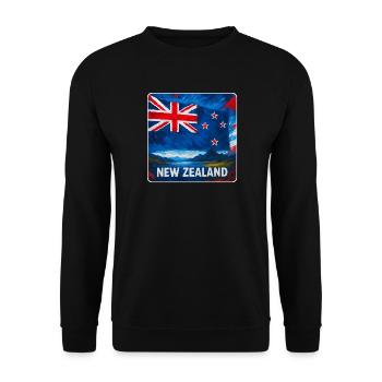 Neuseeland Flaggen Design - Unisex Pullover - Schwarz - Vorne - Alina (178cm) & Michal (187cm)