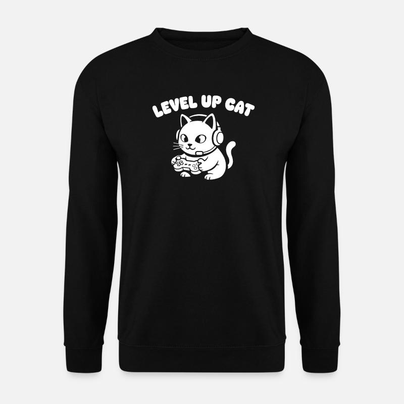 Level Up Cat Gaming - Unisex Pullover - Schwarz