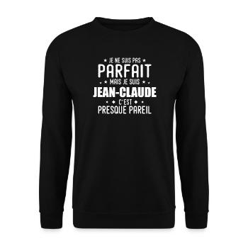 Jean-Claude: authentic, imperfect, top, proud - Unisex Sweatshirt - black - Front - Alina (178cm) & Michal (187cm)