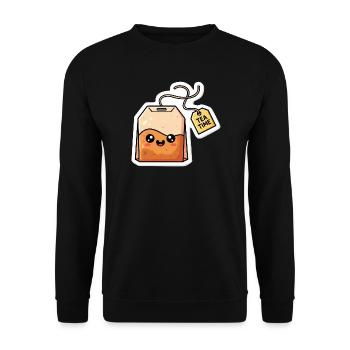 Sachets de thé kawaii L’heure du thé - Sweat-shirt Unisexe - noir - Devant - Alina (178cm) & Michal (187cm)