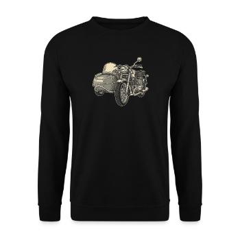 Side-car moto vintage - Sweat-shirt Unisexe - noir - Devant - Alina (178cm) & Michal (187cm)