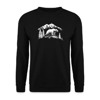 Grizzly Bear Nature Silhouette Mountains Forest - Unisex Sweatshirt - black - Front - Alina (178cm) & Michal (187cm)