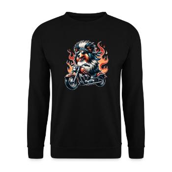 Chien motard à moto avec flammes Sheltie - Sweat-shirt Unisexe - noir - Devant - Alina (178cm) & Michal (187cm)