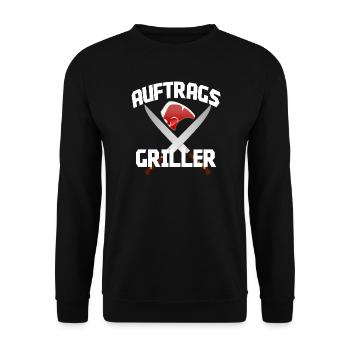 AUFTRAGSGRILLER Grillen BBQ Barbeque Grill Spruch - Unisex Pullover - Schwarz - Vorne - Alina (178cm) & Michal (187cm)