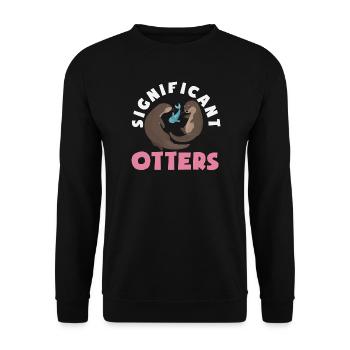 Seeotter Cartoon Fischotter - Unisex Pullover - Schwarz - Vorne - Alina (178cm) & Michal (187cm)