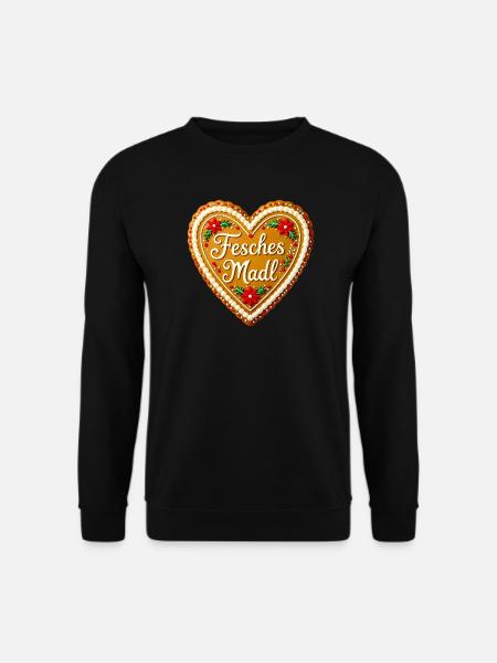 Fesches Madl Lebkuchenherz Bayern Tracht Volksfest - Unisex Pullover - Schwarz