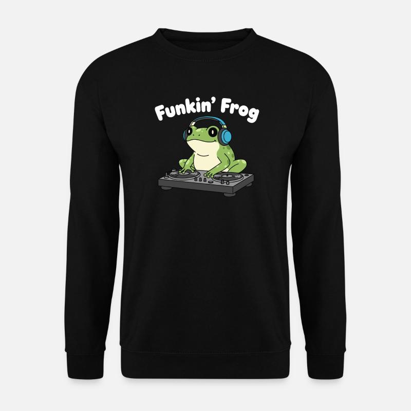 Funkin' Frosch DJ im Kopfhörer - Unisex Pullover - Schwarz