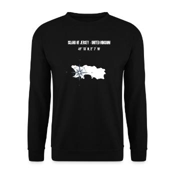 Carte de l’île de Jersey Coordonnées Boussole - Sweat-shirt Unisexe - noir - Devant - Alina (178cm) & Michal (187cm)