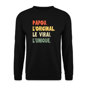 Papua das Original – Einzigartiges Opa Geschenk - Unisex Pullover - Schwarz - Vorne - Alina (178cm) & Michal (187cm)
