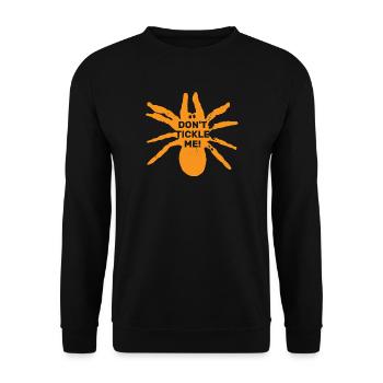 Look a spider ! Spinne Halloween don´t tickle me ! - Unisex Pullover - Schwarz - Vorne - Alina (178cm) & Michal (187cm)