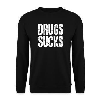 Großschrift AntiDrogen Slogan - Unisex Pullover - Schwarz - Vorne - Alina (178cm) & Michal (187cm)