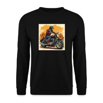 Plaid Socks + Biker Illustration - Unisex Sweatshirt - black - Front - Alina (178cm) & Michal (187cm)