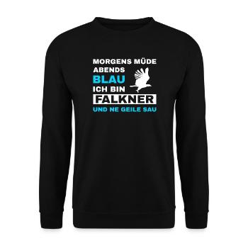 Falknerei Falkner Falknerin Beizjagd Greifvogel - Unisex Pullover - Schwarz - Vorne - Alina (178cm) & Michal (187cm)