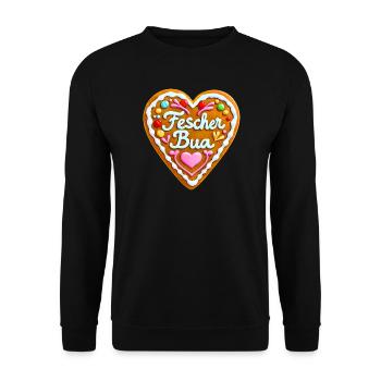 Lebkuchenherz Fescher Bua Bayern Tracht Rummel - Unisex Sweatshirt - black - Front - Alina (178cm) & Michal (187cm)