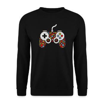Pointillist Game Controller - Unisex Sweatshirt - black - Front - Alina (178cm) & Michal (187cm)