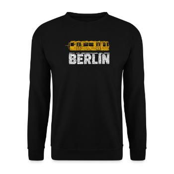 Berlin Tram Graphic - Unisex Sweatshirt - black - Front - Alina (178cm) & Michal (187cm)
