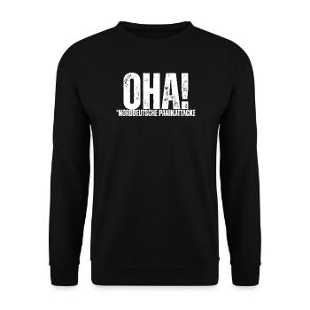 OHA! Norddeutsche Panikattacke - Unisex Pullover - Schwarz - Vorne - Alina (178cm) & Michal (187cm)