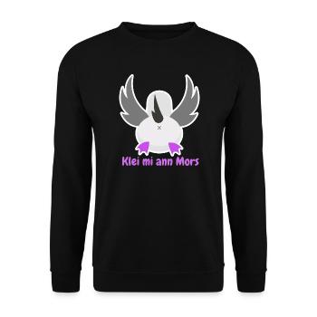 « Klei mi ann Mors » Humour nord-allemand - Sweat-shirt Unisexe - noir - Devant - Alina (178cm) & Michal (187cm)
