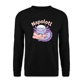 Napolotl Schlafender Axolotl Kawaii - Unisex Pullover - Schwarz - Vorne - Alina (178cm) & Michal (187cm)