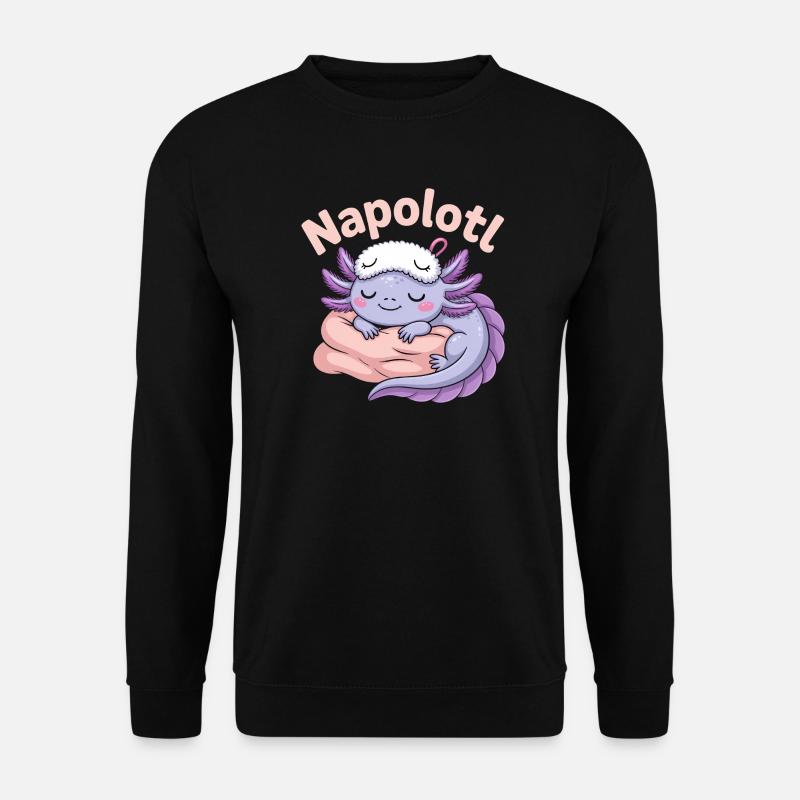 Napolotl Schlafender Axolotl Kawaii - Unisex Pullover - Schwarz