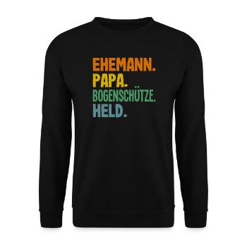 Bogenschießen Bogenschütze Geschenk - Unisex Pullover - Schwarz - Vorne - Alina (178cm) & Michal (187cm)