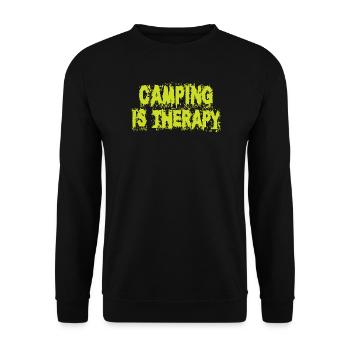 Camping is therapy - Unisex Sweatshirt - black - Front - Alina (178cm) & Michal (187cm)