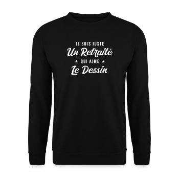 Retraité passionné de dessin - Sweat-shirt Unisexe - noir - Devant - Alina (178cm) & Michal (187cm)