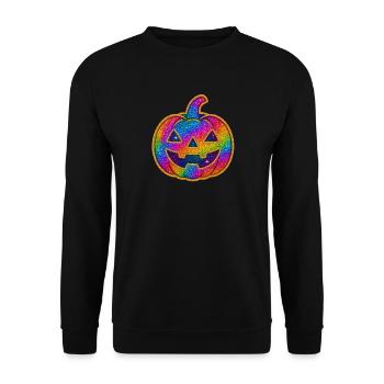 Regenbogen Glitzer Kürbis - Unisex Pullover - Schwarz - Vorne - Alina (178cm) & Michal (187cm)