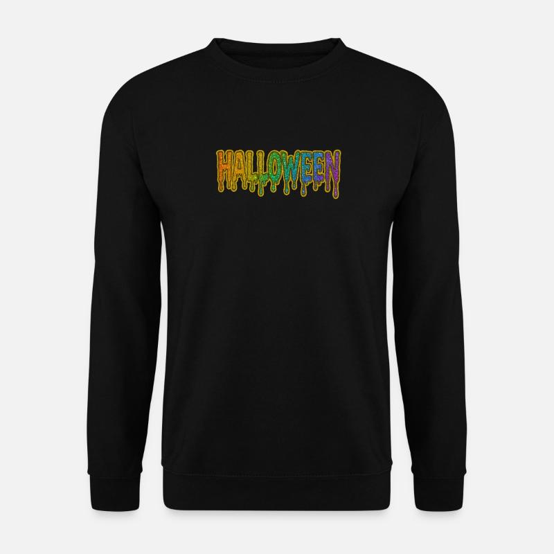 Regenbogen Tropfen Halloween Schrift - Unisex Pullover - Schwarz