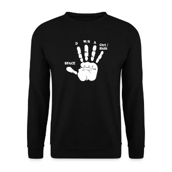 Lustige Gamer Hand Computerspiel Esports Zocker - Unisex Pullover - Schwarz - Vorne - Alina (178cm) & Michal (187cm)