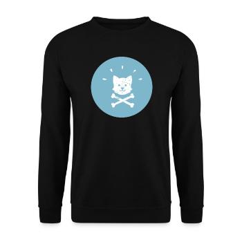 Piraten Corgi Gekreuzte Knochen Jolly Roger - Unisex Pullover - Schwarz - Vorne - Alina (178cm) & Michal (187cm)