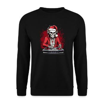 X-mas Skull-Dj  - Unisex Pullover - Schwarz - Vorne - Alina (178cm) & Michal (187cm)