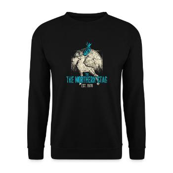 Northern Stag Vintage Logo Est 1973 - Unisex Pullover - Schwarz - Vorne - Alina (178cm) & Michal (187cm)