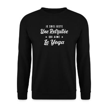 Rentner, der Yoga liebt - Unisex Pullover - Schwarz - Vorne - Alina (178cm) & Michal (187cm)